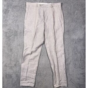 Joseph Abboud Pants Men 34x34 100% Linen Trouser Chino Beach Pleated Dress